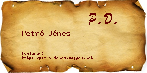 Petró Dénes névjegykártya